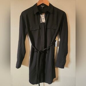 Black Long Sleeve Shirt Dress Size XS